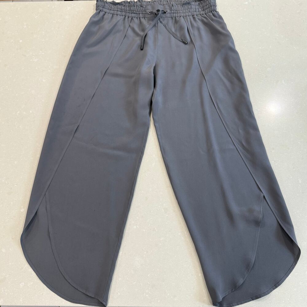 Inclán Studio Silk Split Leg Culottes Pants Gray Small